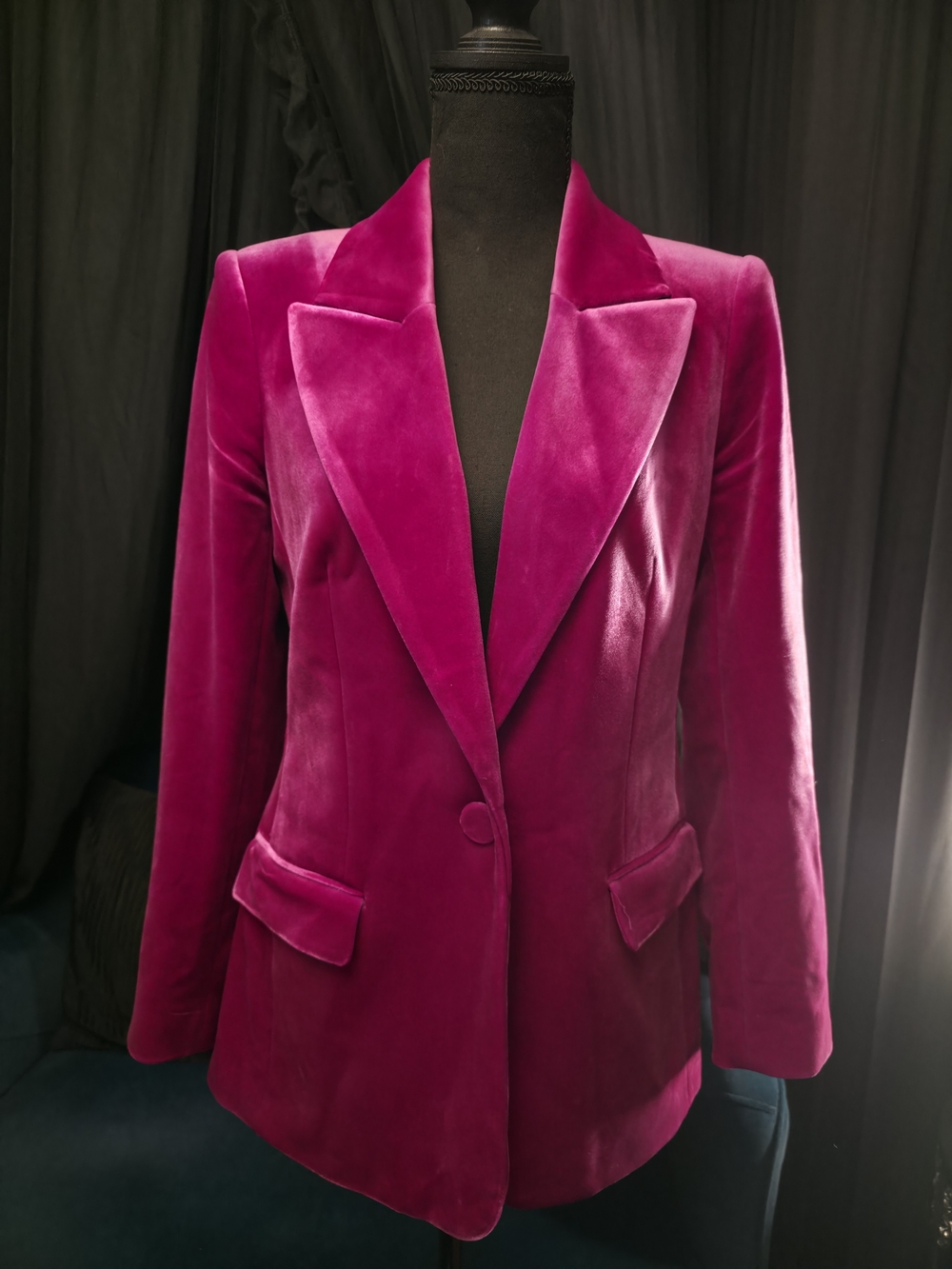 Express Velvet Blazer Jacket - Fuchsia Pink